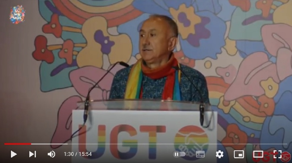 Pepe Álvarez en la clausura del I Encuentro Estatal LGTBI