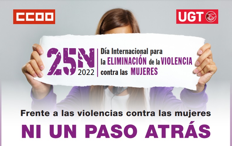 25N – Día para la eliminación de la violencia contra las mujeres. MANIFIESTO 2022 de UGT y CCOO