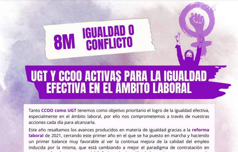 Manifiesto conjunto: ‘8M Igualdad o Conflicto’