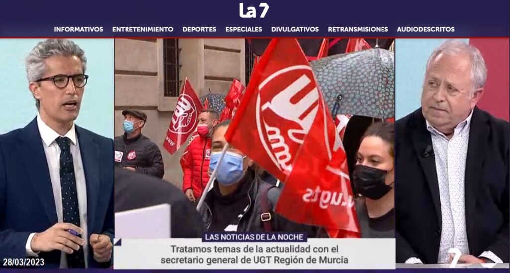 Entrevista en 7RM al Secretario general de @UGTMurcia Antonio Jiménez Sánchez
