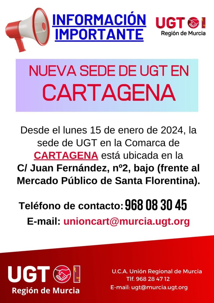Reubicación de la sede comarcal de UGT en Cartagena