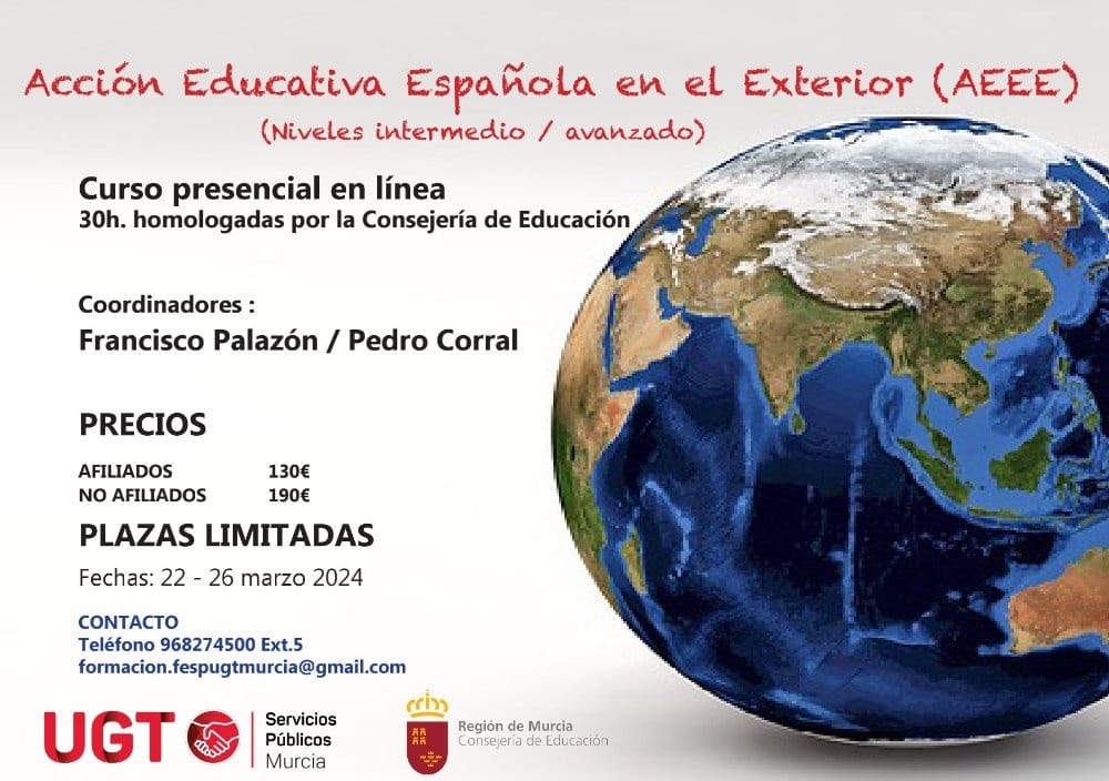 Curso homologado presencial en línea “ACCIÓN EDUCATIVA ESPAÑOLA EN EL EXTERIOR” (AEEE) – de 30 h de duración