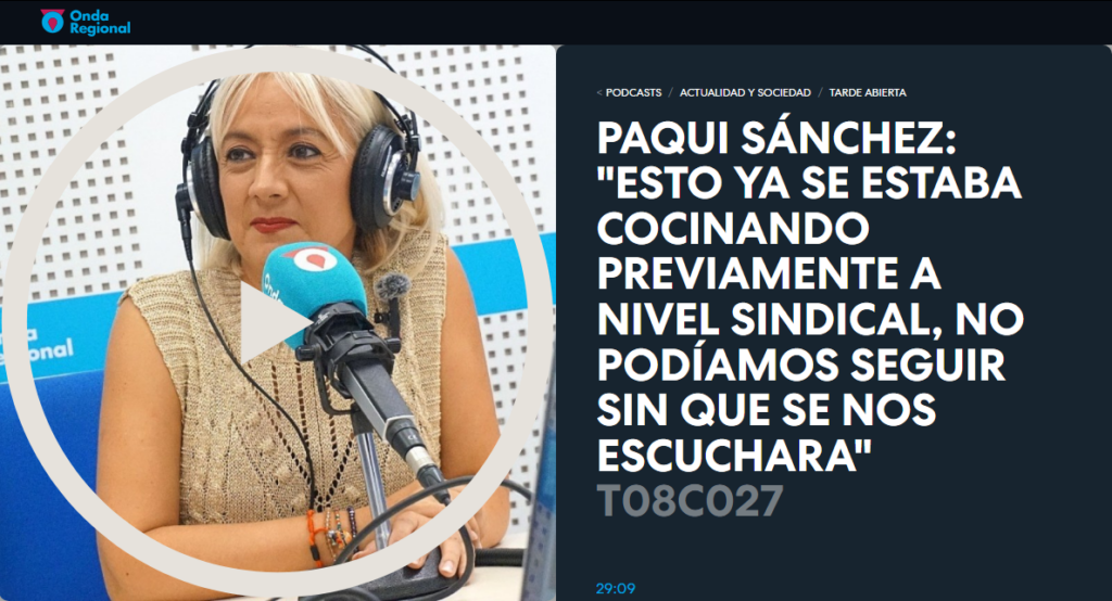 Paqui Sánchez: “Esto ya se estaba cocinando previamente a nivel sindical, no podíamos seguir sin que se nos escuchara”